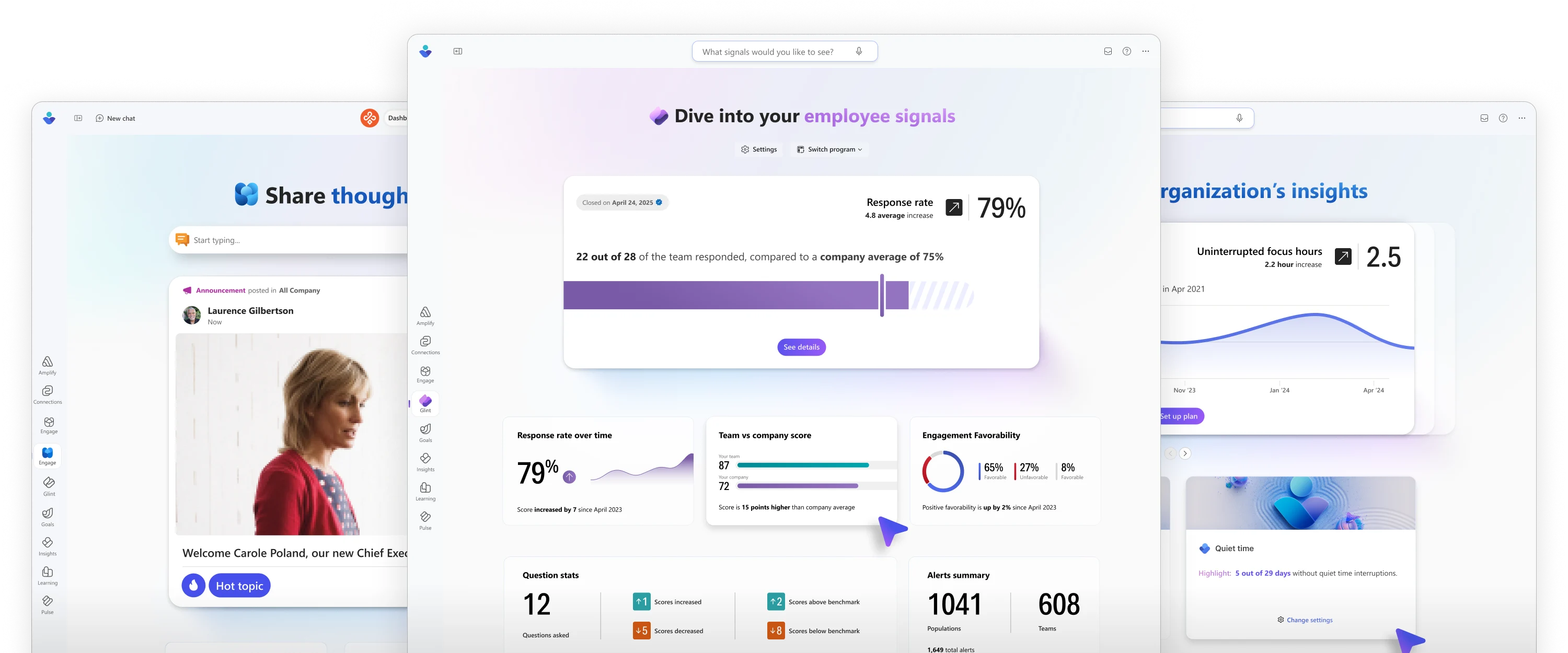 Overview of the three Viva applications — Glint, Engage, and Insights