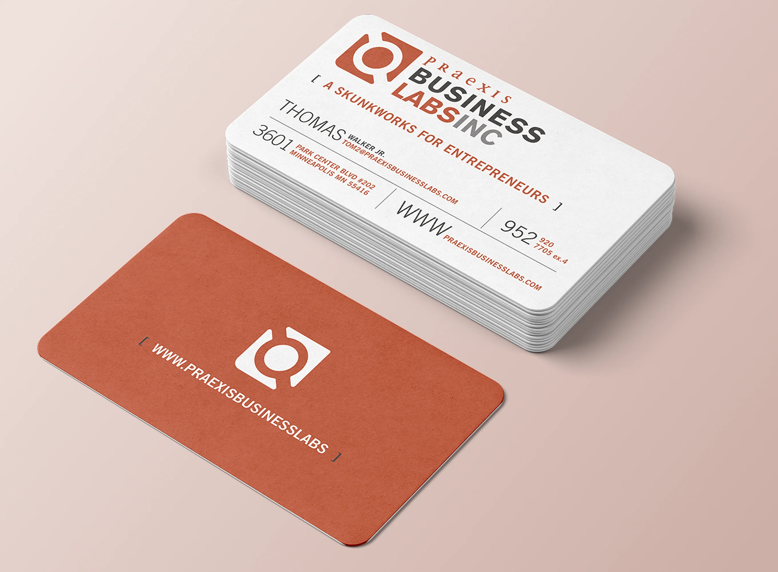 Praexis Business Labs business card design