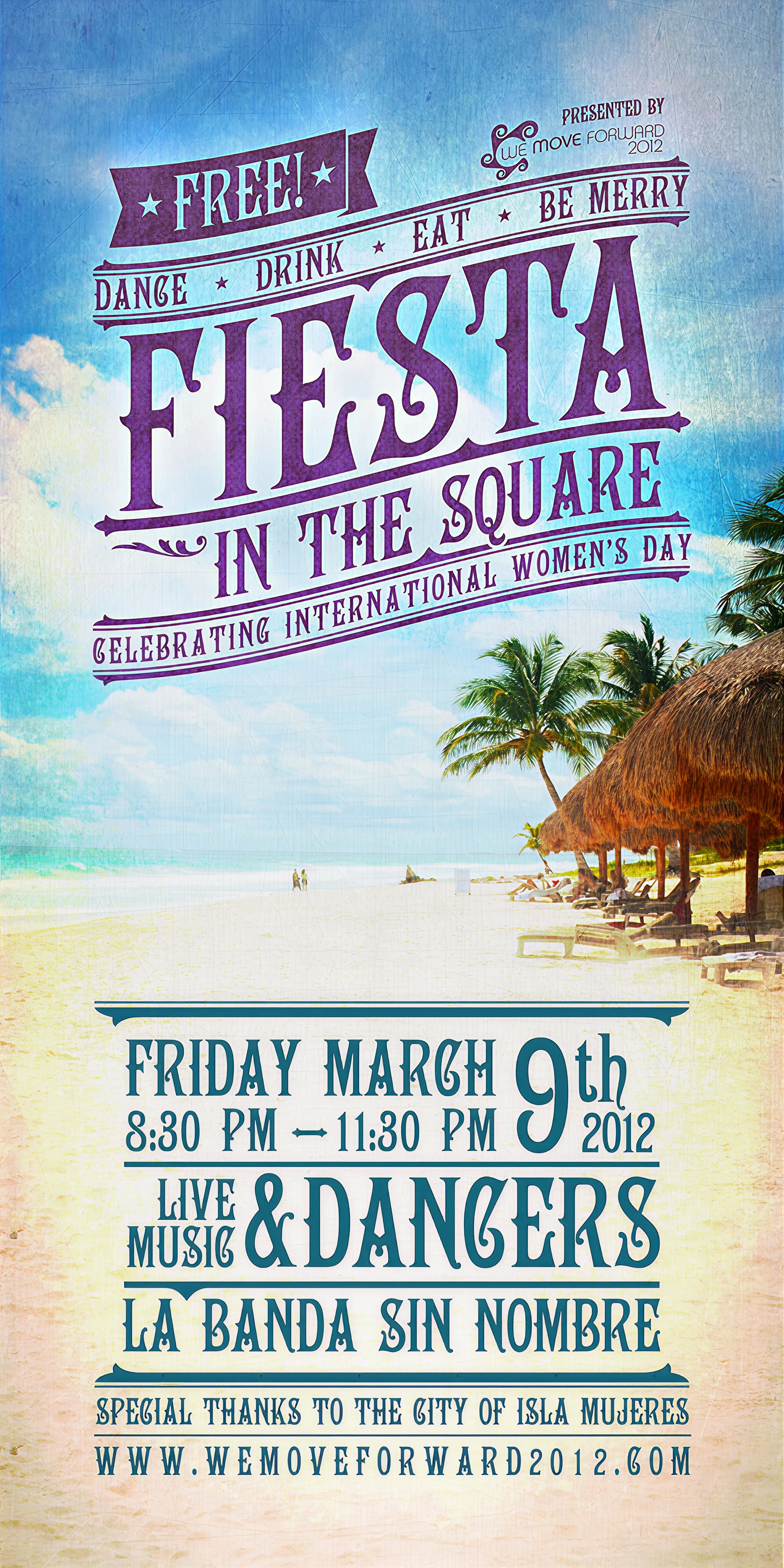 We Move Forward Fiesta in the Square light street banner