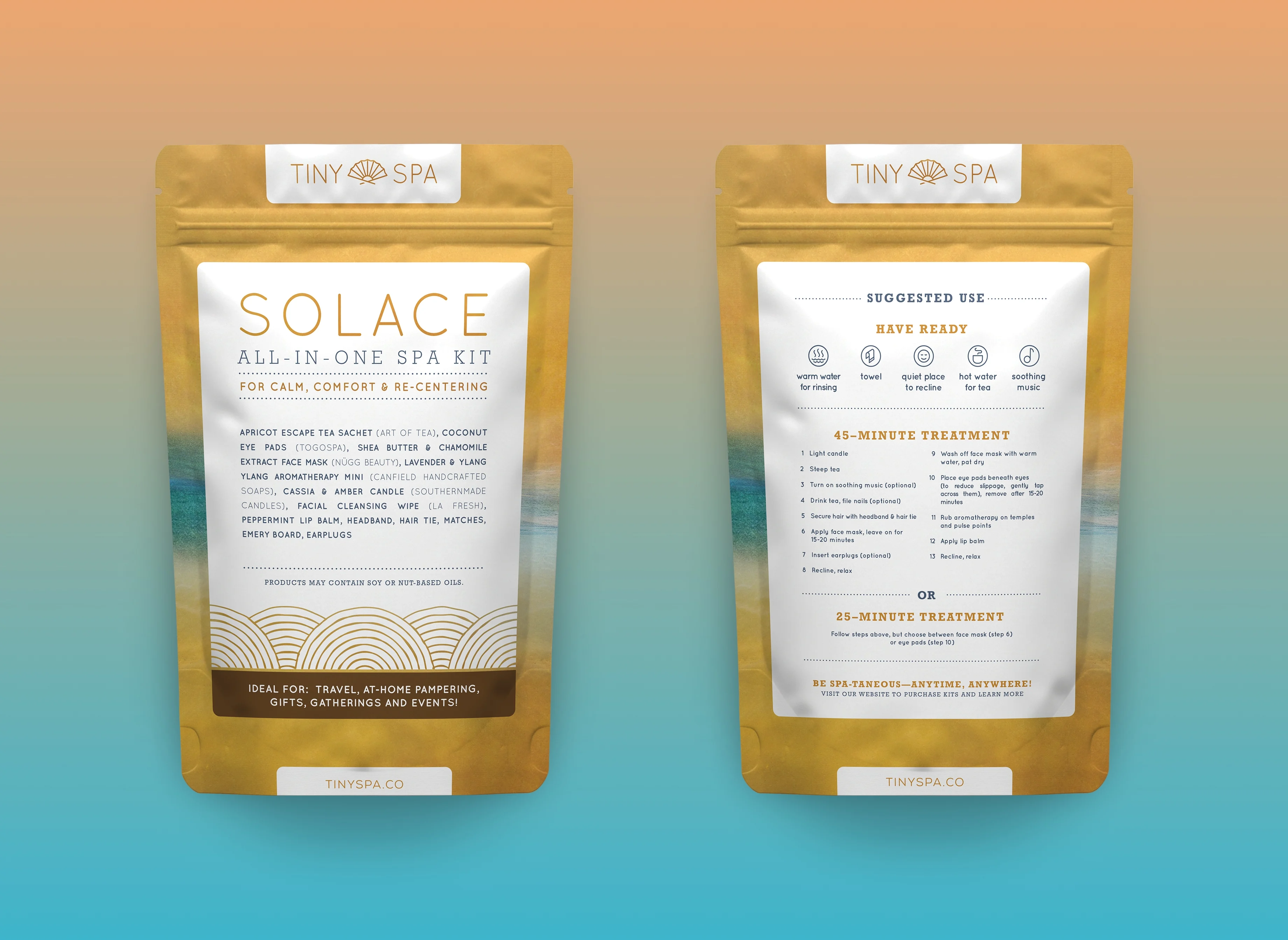 Tiny Spa Solace kit packaging front and back